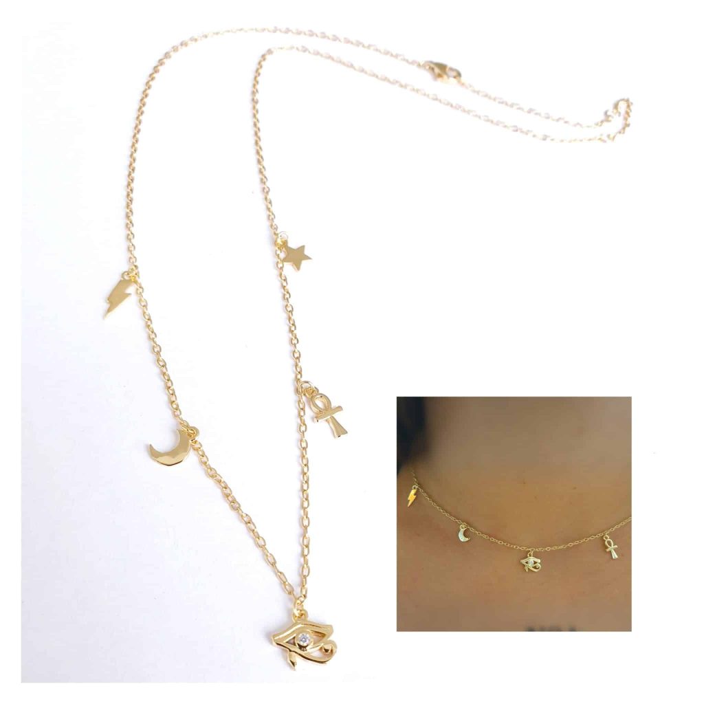 Collar ojo Horus oro de 14 quilates