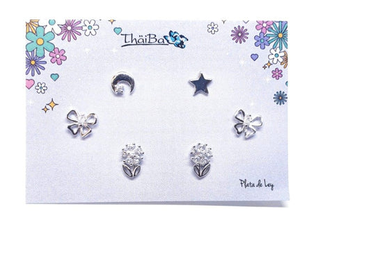 Pendientes pack Violet de plata de ley