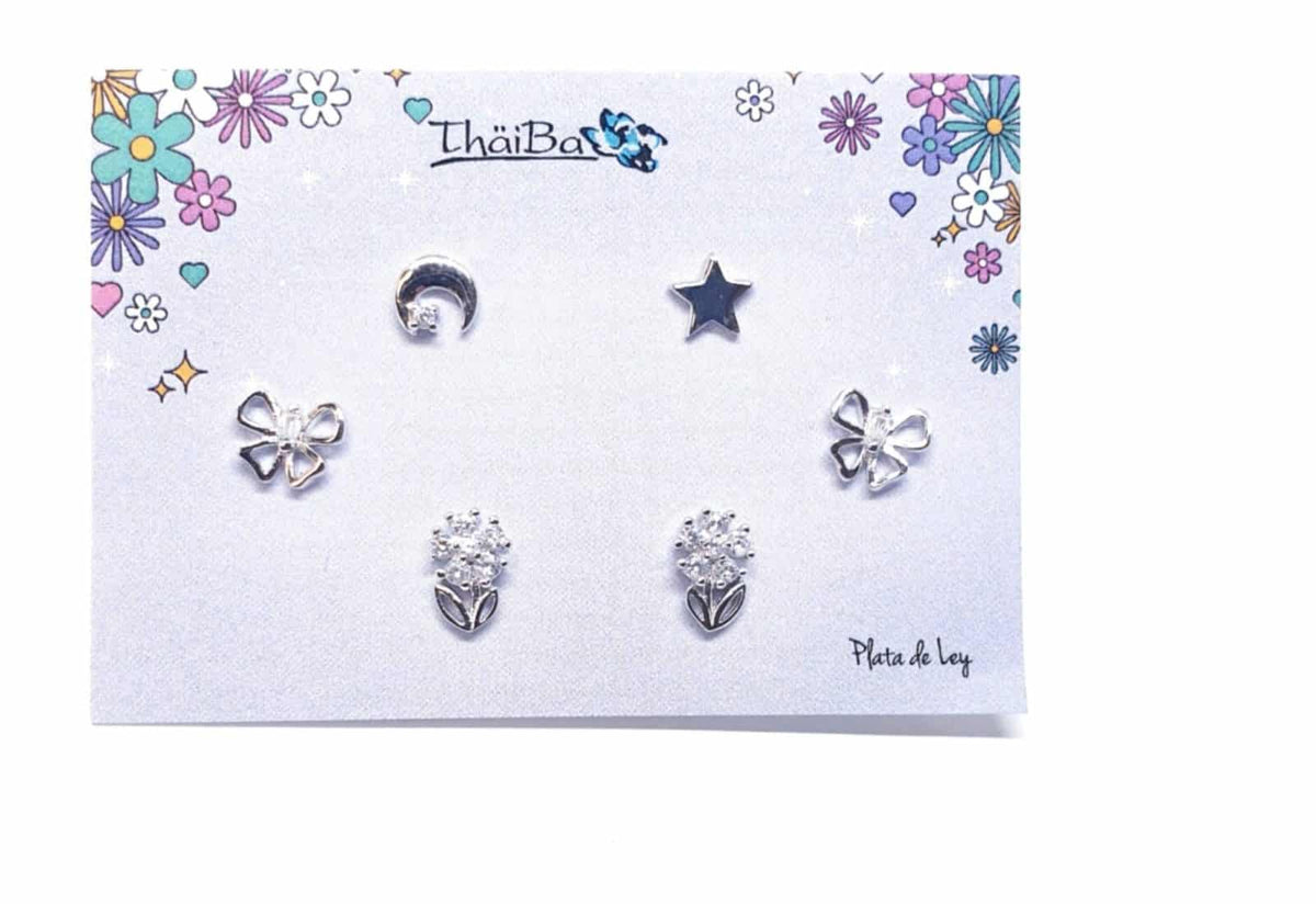 Pendientes Violet de plata de ley - vista adicional