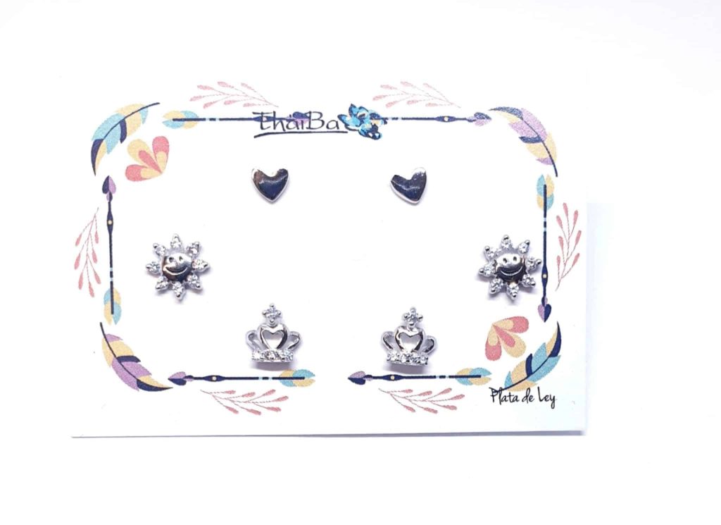 Pendientes pack queen de plata de ley