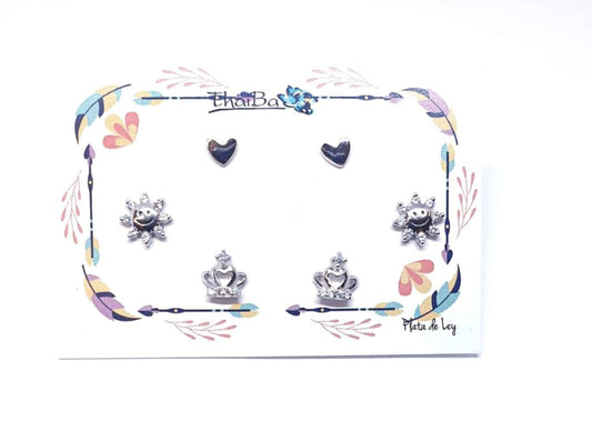 Pendientes pack queen de plata de ley