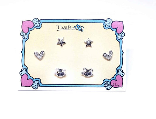 Pendientes pack funny de plata de ley