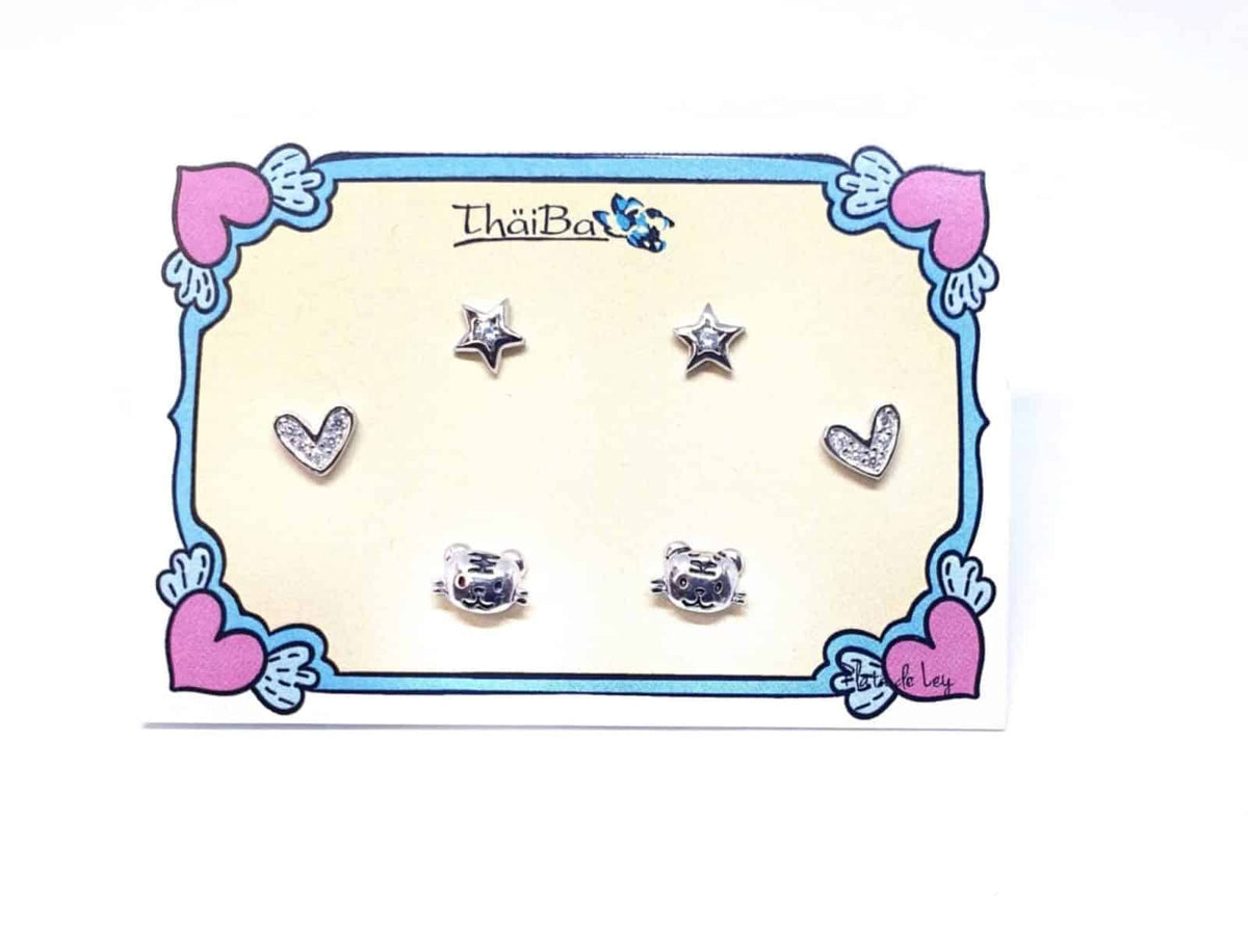 Pendientes funny de plata de ley - vista adicional