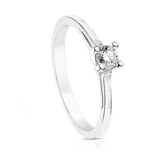 18K SOLITARIO ORO BLANCO DIAMANTE TALLA BRILLANTE 0.200 QTS. SI-H