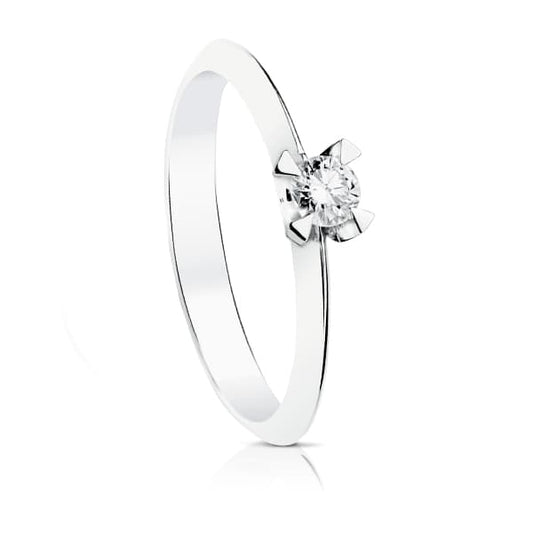Solitario Diamante Natural Talla Brillante 0,150 Qts. Si-h de oro blanco 18K
