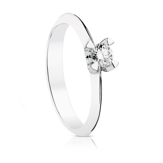 18K SOLITARIO DIAMANTE NATURAL TALLA BRILLANTE ORO BLANCO 0.200 QTS. SI-H
