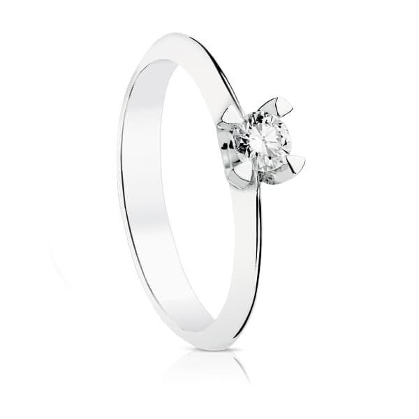 Solitario Diamante Natural Talla Brillante 0,200 Qts. Si-h de oro blanco 18K