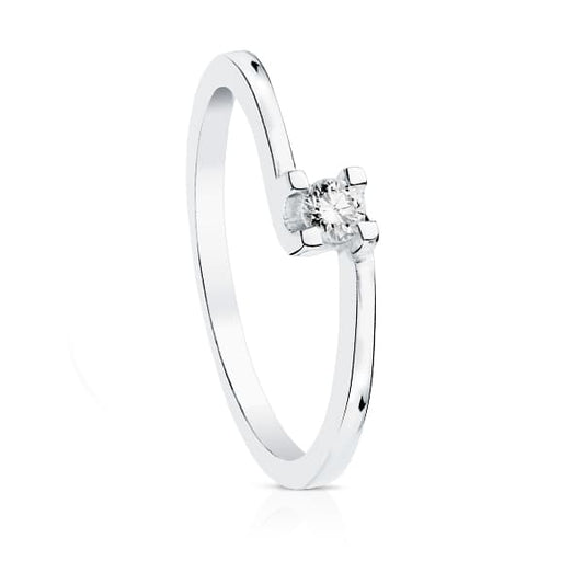 Solitario Diamante Talla Brillante 0,100 Qts. Si-h de oro blanco 18K