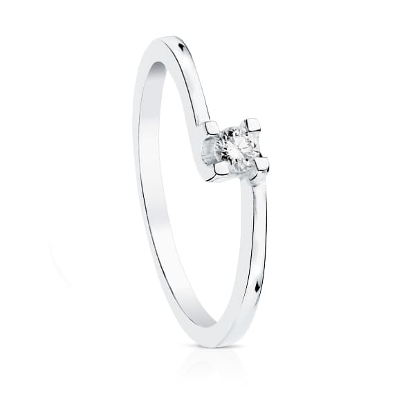 18K SOLITARIO DIAMANTE NATURAL TALLA BRILLANTE ORO BLANCO 0.100 QTS. SI-H