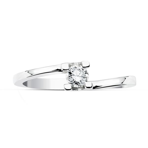 18K SOLITARIO DIAMANTE NATURAL TALLA BRILLANTE ORO BLANCO 0.100 QTS. SI-H