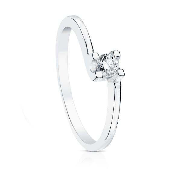 18K SOLITARIO DIAMANTE NATURAL TALLA BRILLANTE ORO BLANCO 0.150 QTS. SI-H