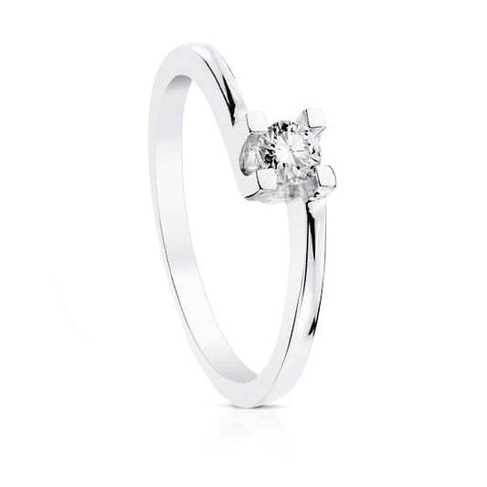 18K SOLITARIO DIAMANTE NATURAL TALLA BRILLANTE ORO BLANCO 0.200 QTS. SI-H