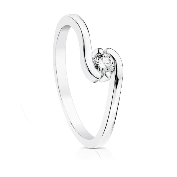 18K SOLITARIO DIAMANTE NATURAL TALLA BRILLANTE ORO BLANCO 0.150 QTS. SI-H