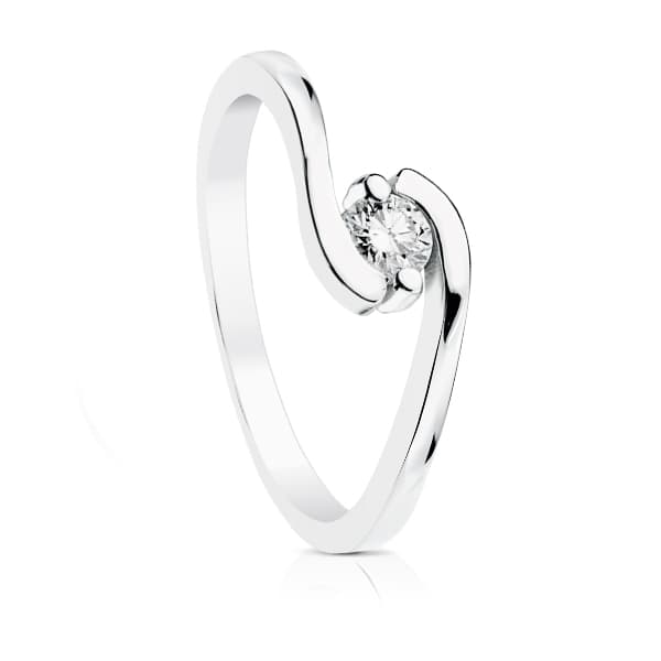 Solitario diamante Natural Talla Brillante 0.200 Qts. Si-h de oro blanco 18K