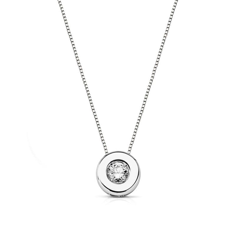 18K COLGANTE DIAMANTE DE LABORATORIO ORO BLANCO 6,5MM 0,110 QTS H-SI.