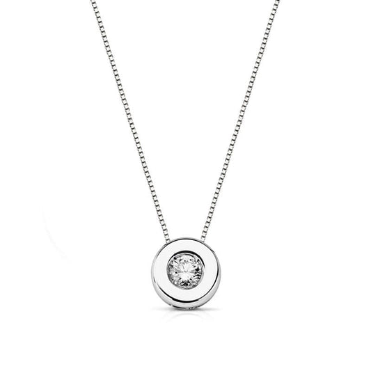 18K COLGANTE DIAMANTE DE LABORATORIO ORO BLANCO 6,5MM 0,110 QTS H-SI.