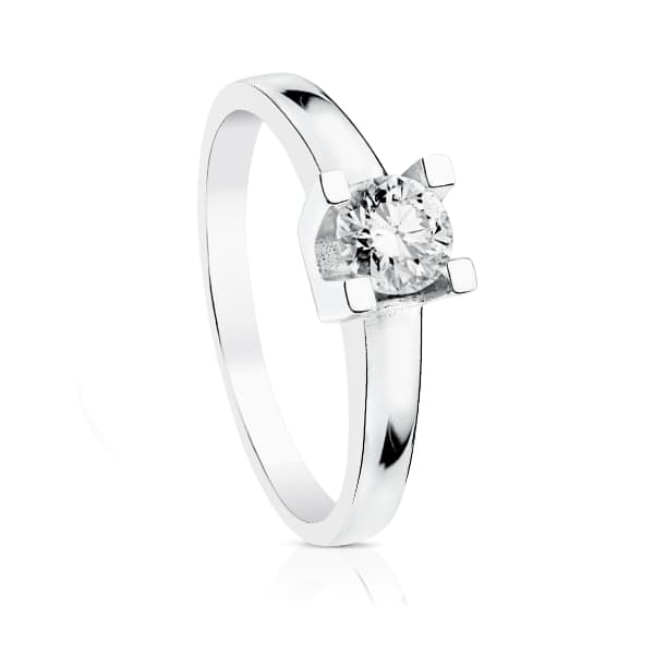 18K SOLITARIO ORO BLANCO DIAMANTE NATURAL TALLA BRILLANTE 0.300 QTS. SI-H