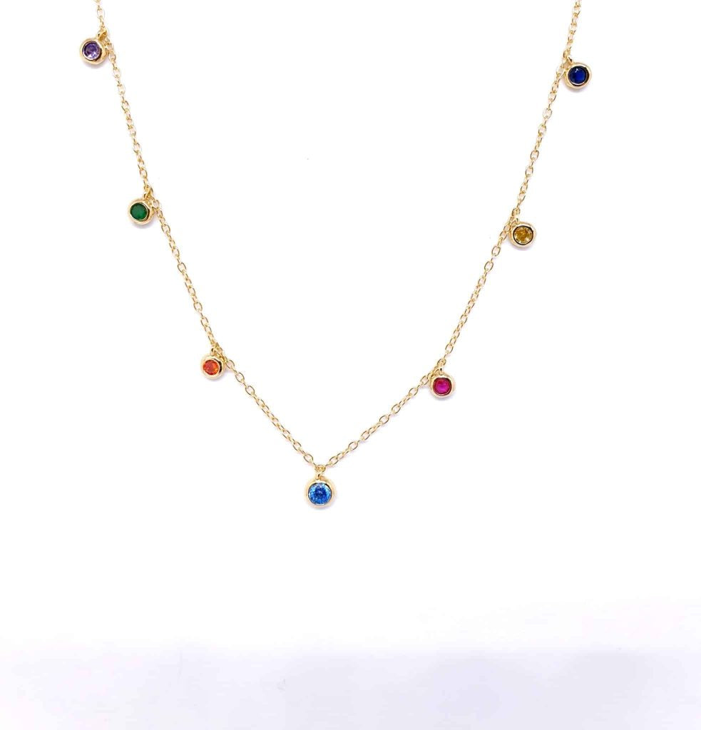Collar puntos de luz colores oro de 14 quilates