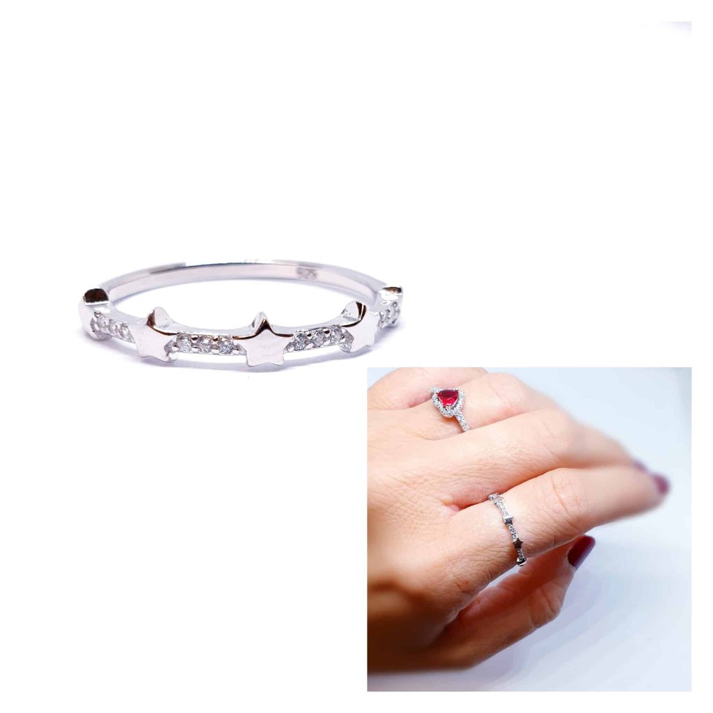 Anillo petit estrellas de plata de ley