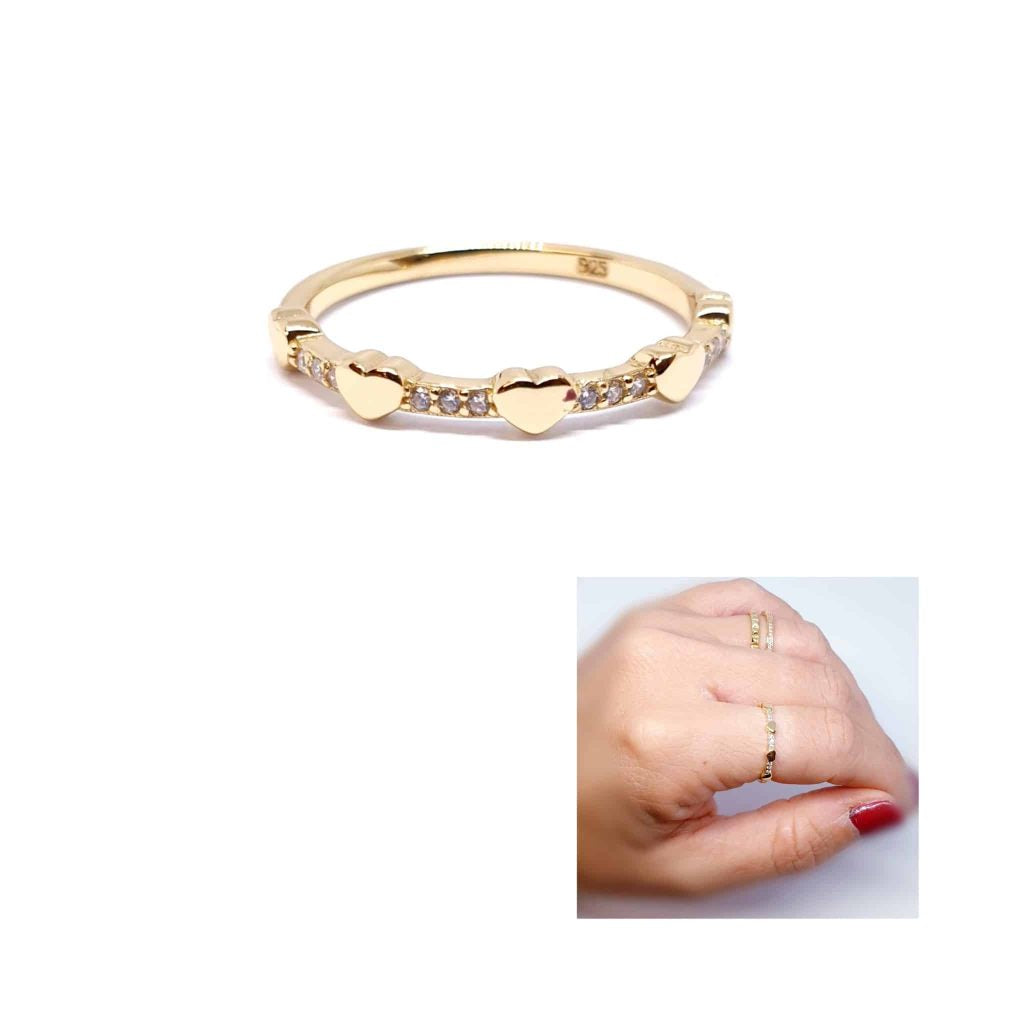 Anillo petit oro corazones de 14 quilates