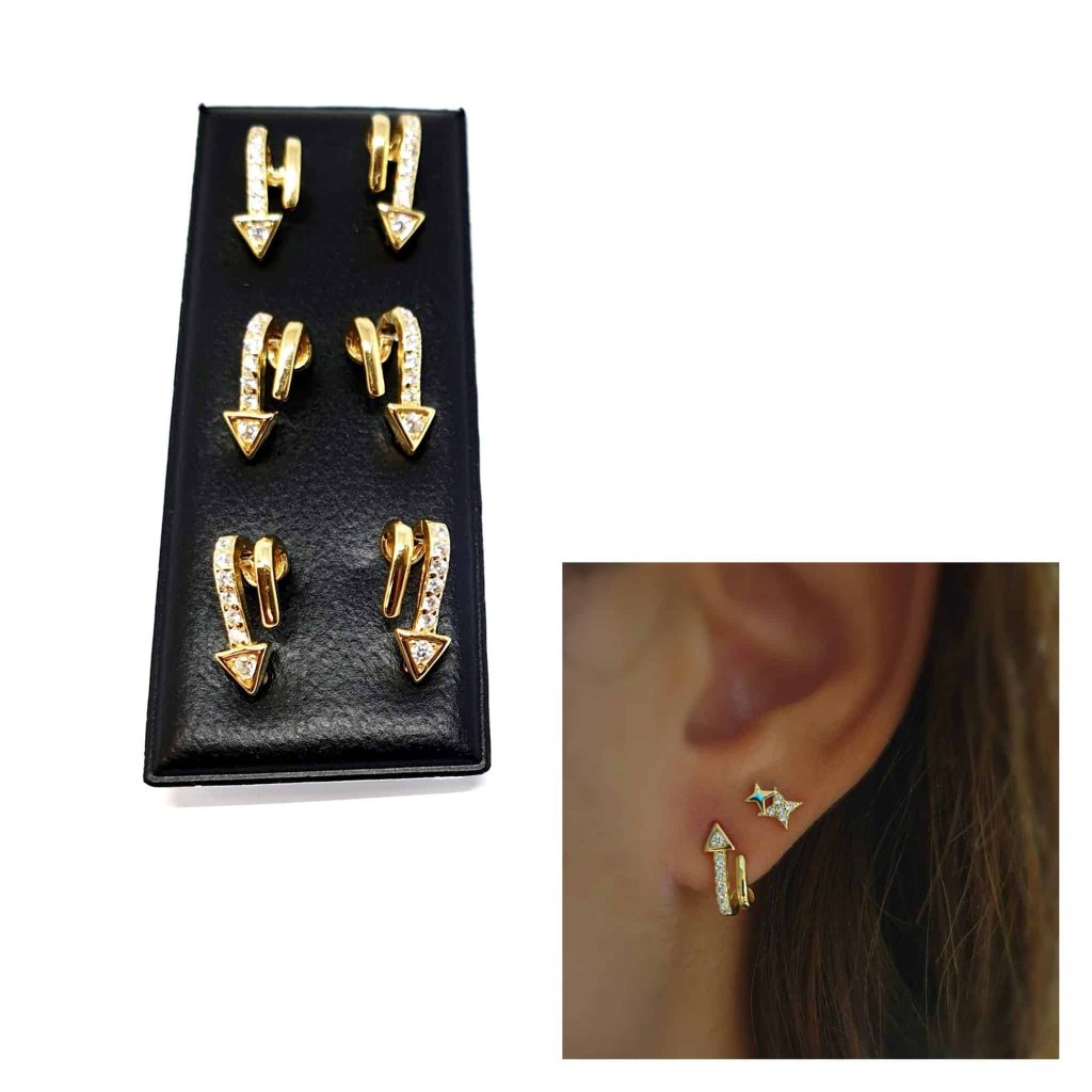 Pendientes flecha garra oro de 14 quilates