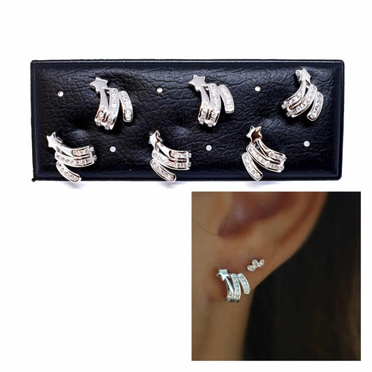 Pendientes destello de plata de ley
