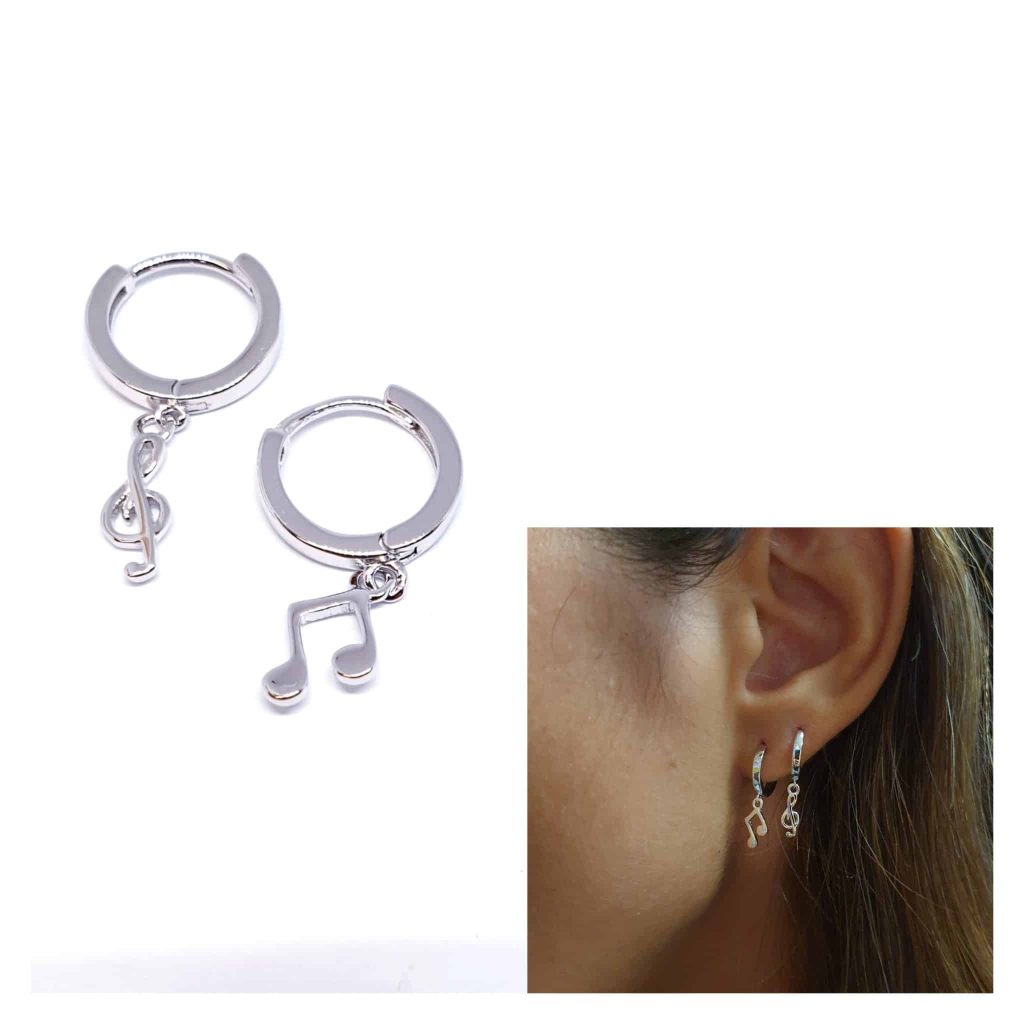Pendiente música de plata de ley