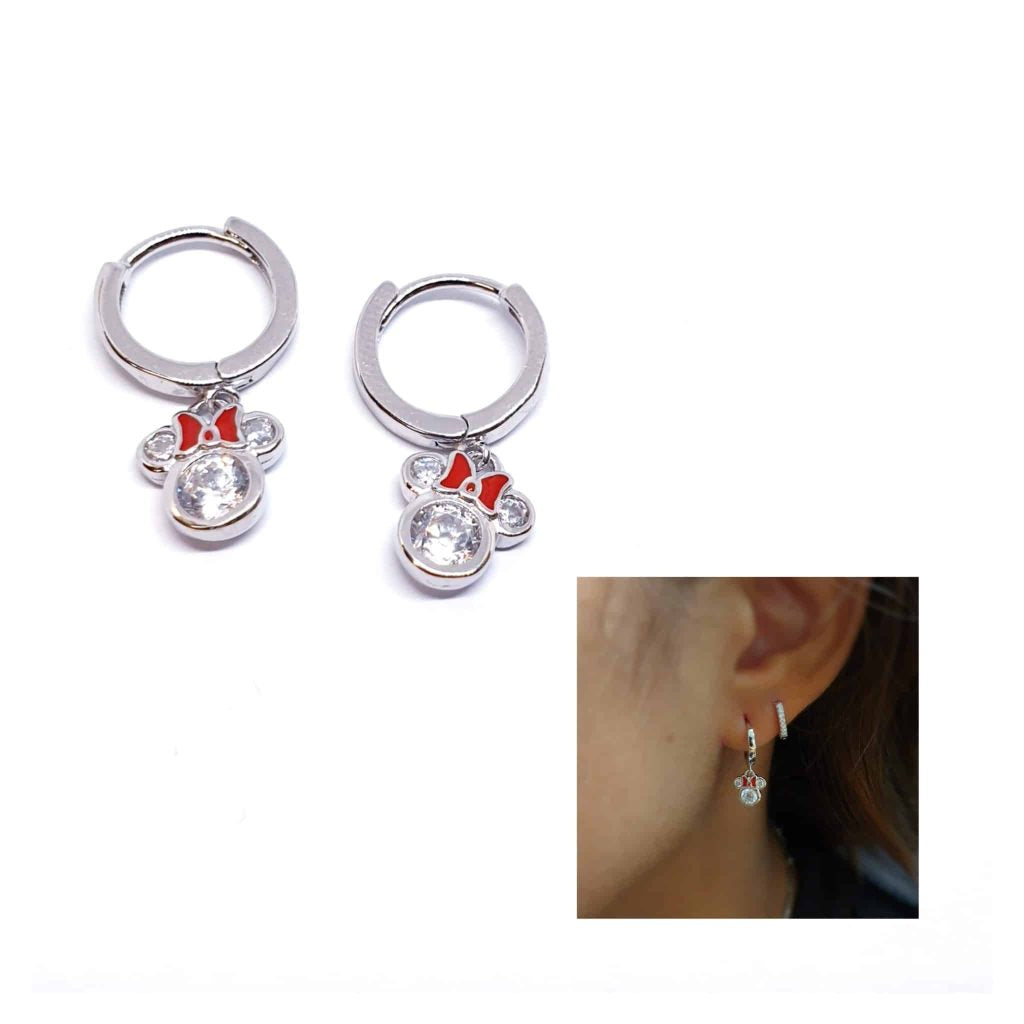 Pendiente Minnie de plata de ley