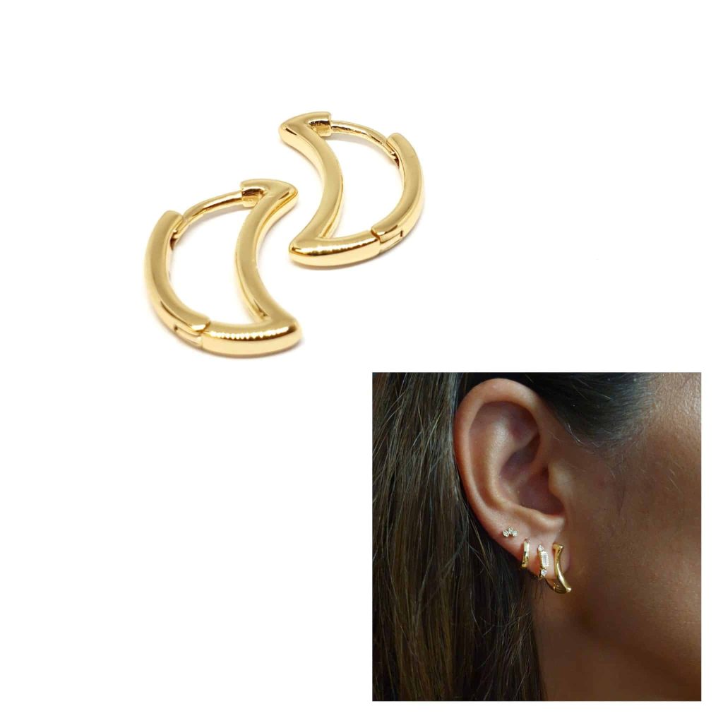 Pendiente luna oro basic de 14 quilates