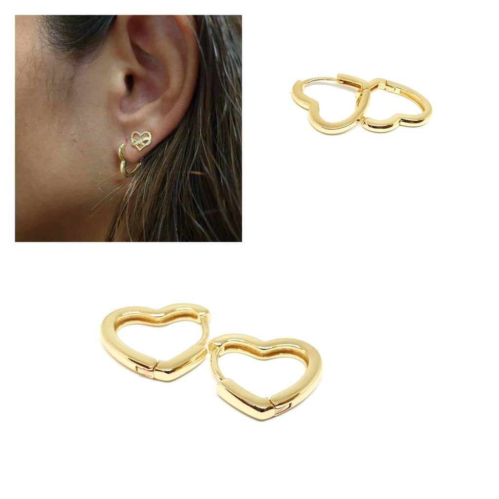 Pendiente corazón oro basic de 14 quilates