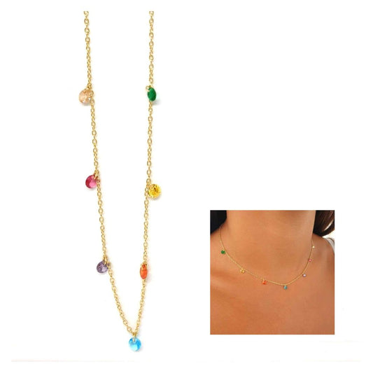 Collar oro chapitas de colores de 14 quilates