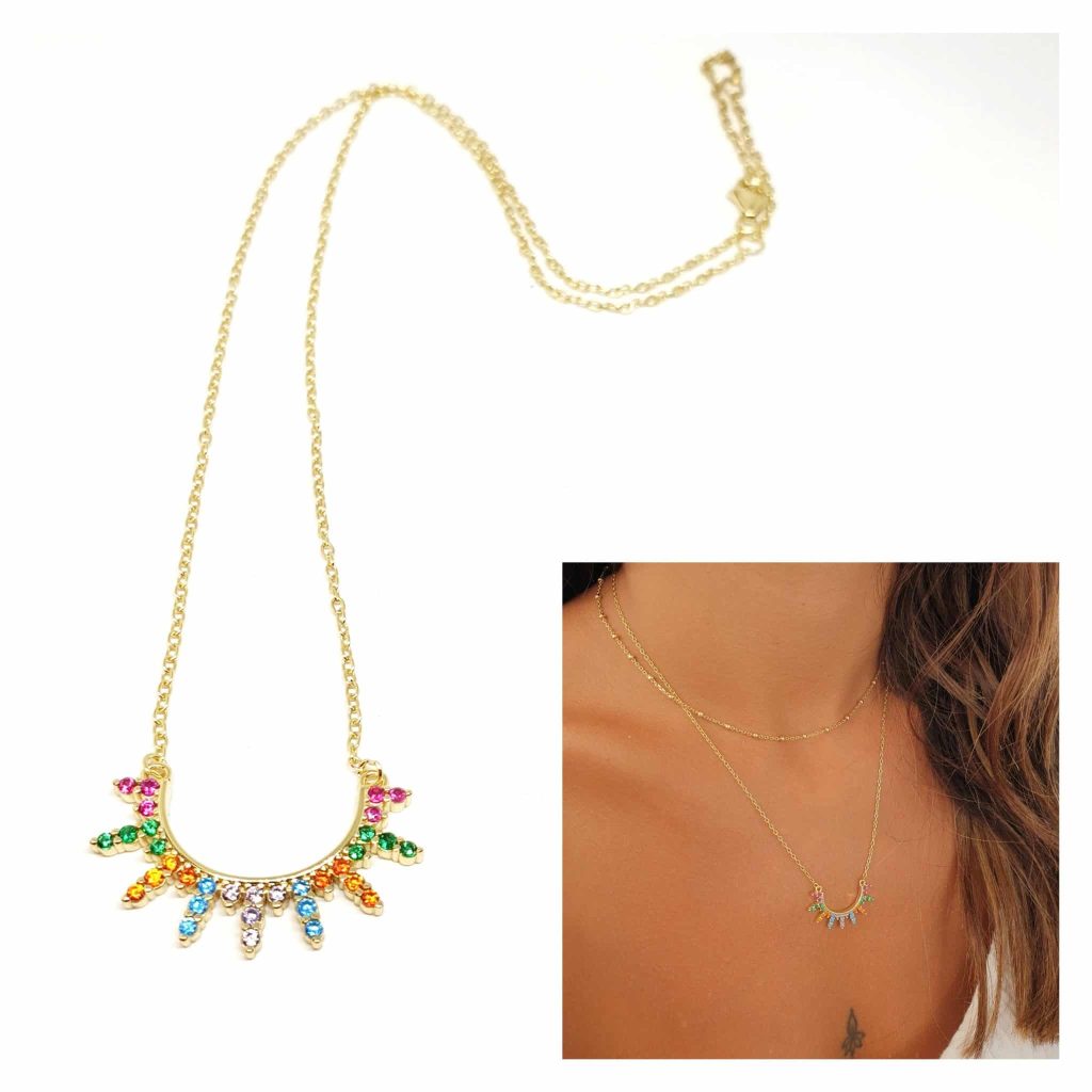 Collar atardecer oro color de 14 quilates