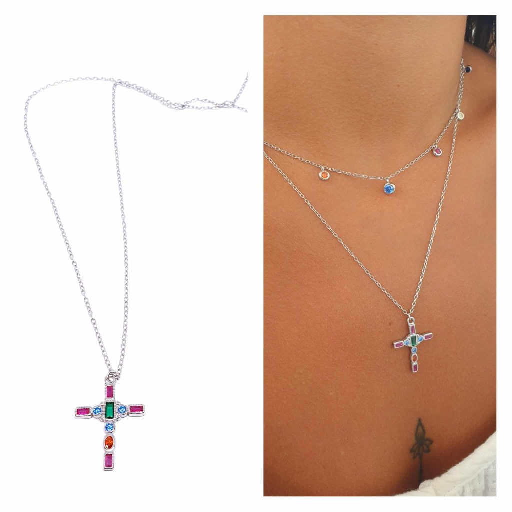 Collar cruz de plata de ley