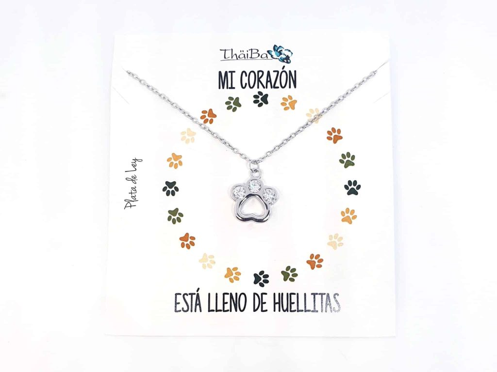 Collar huella mascota de plata de ley
