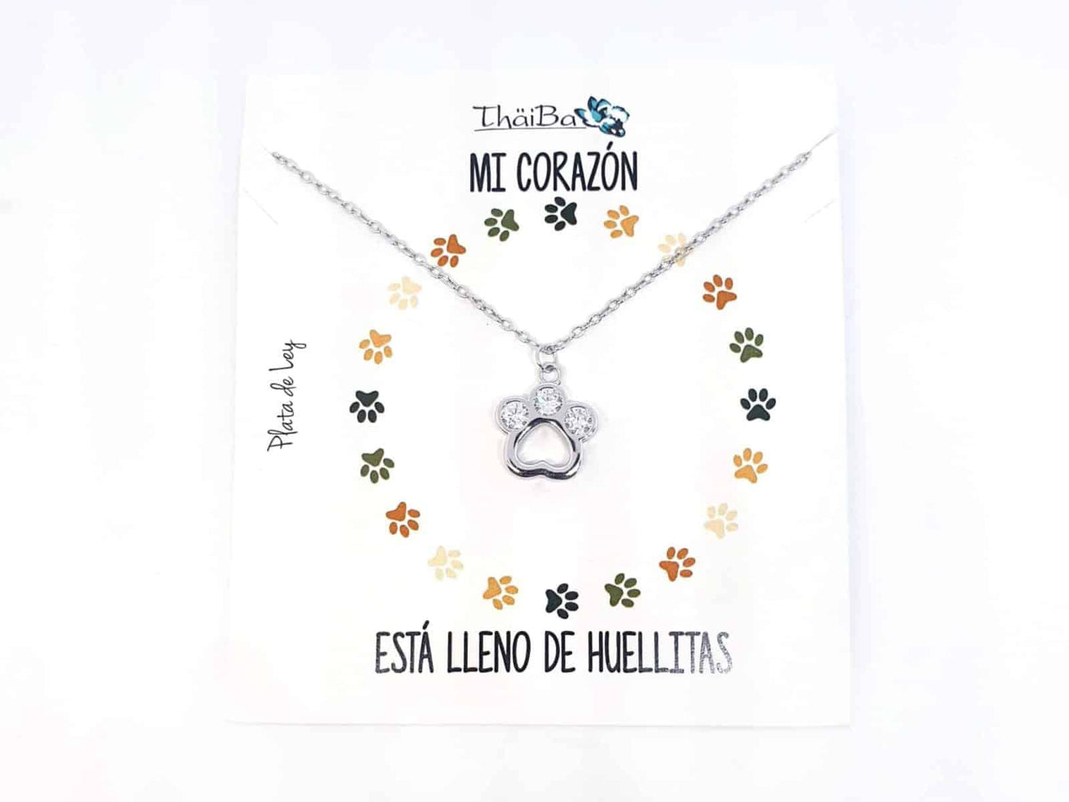 Collar huella mascota de plata de ley - vista adicional