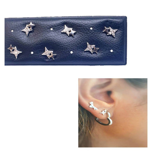 Pendientes estrella polar de plata de ley