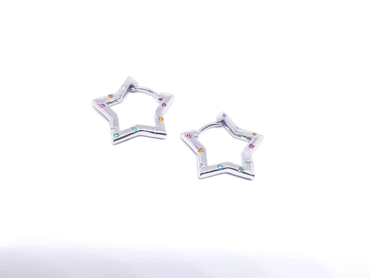 Pendiente estrella color de plata de ley - vista adicional