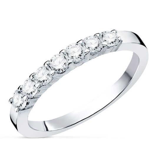 18K SORTIJA ORO BLANCO 7 DIAMANTES TALLA BRILLANTE 0,40 QTES. G-VS2. ANCHO: 2,4MM