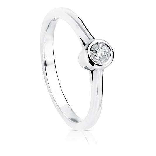 18K SOLITARIO BRILLANTE ORO BLANCO 0.100 QTS. SI-H