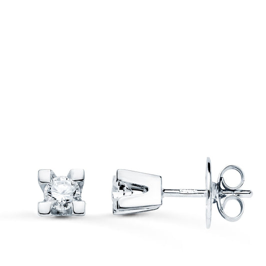Pendientes Diamantes Laboratorio 2,75 mm 0,20 Qts Vs2-g. Medida: 4 x 4 mm. de oro blanco 18K