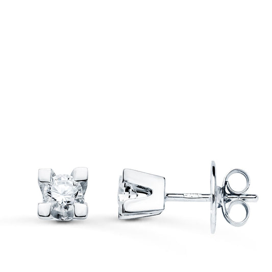 Pendientes Diamantes Laboratorio 3,40 mm 0,30 Qts Vs2-g. Medida: 4,5 x 4,5 mm. de oro blanco 18K