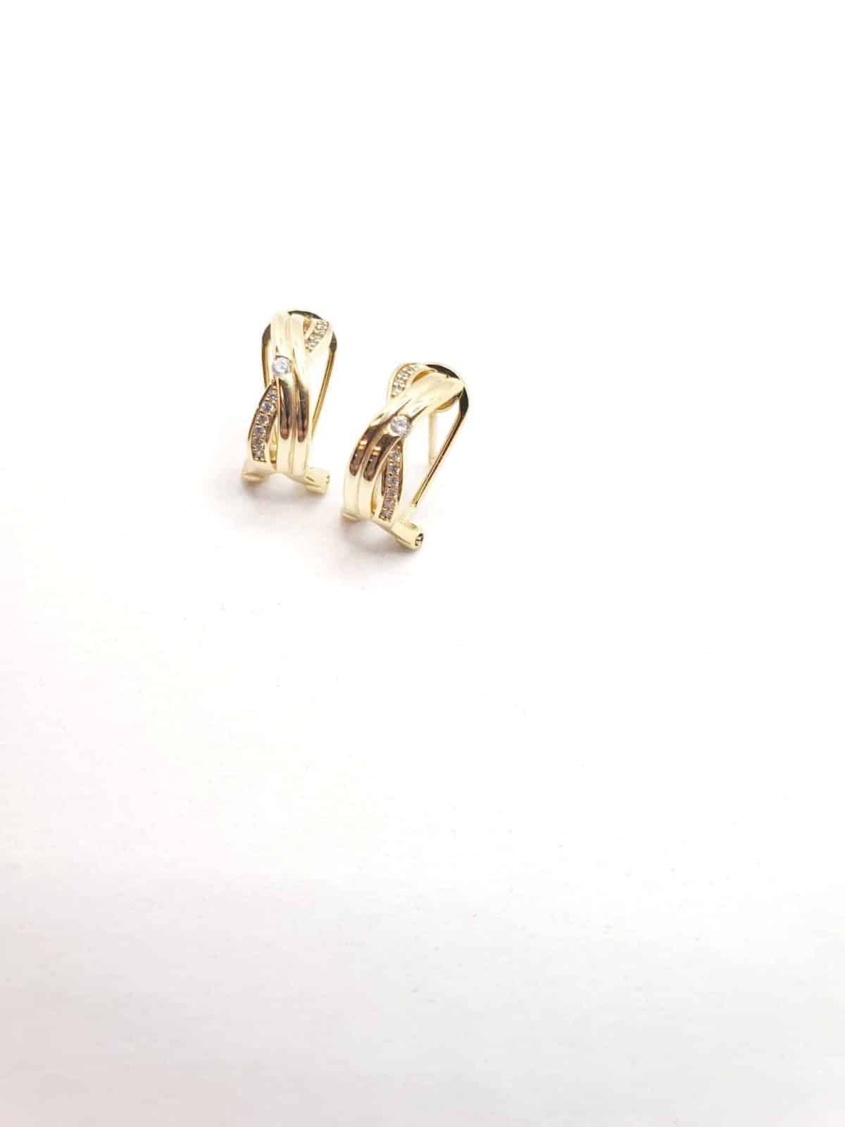 Pendiente omega oro Venus de plata de ley con baño de oro de 14 quilates - vista adicional