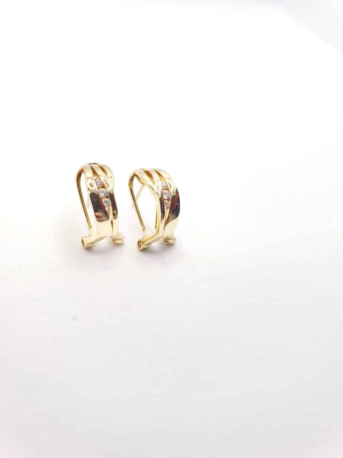 Pendiente omega oro Iris de plata de ley con baño de oro de 14 quilates - vista adicional