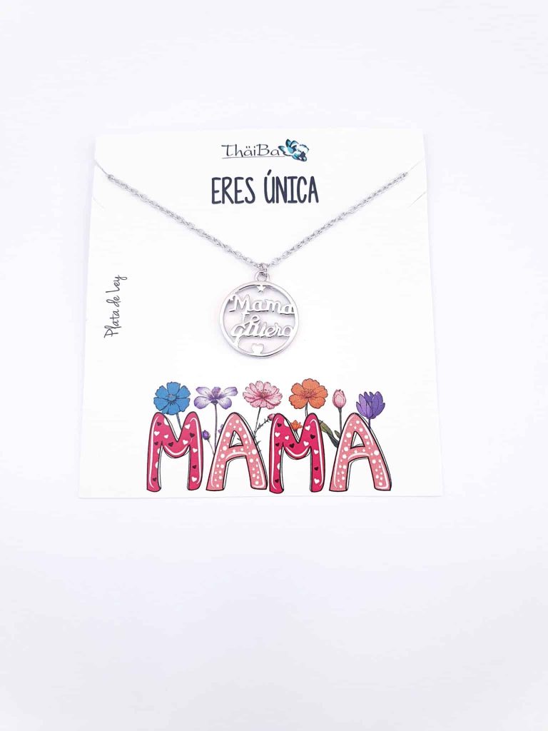 Collar mamá te quiero de plata de ley