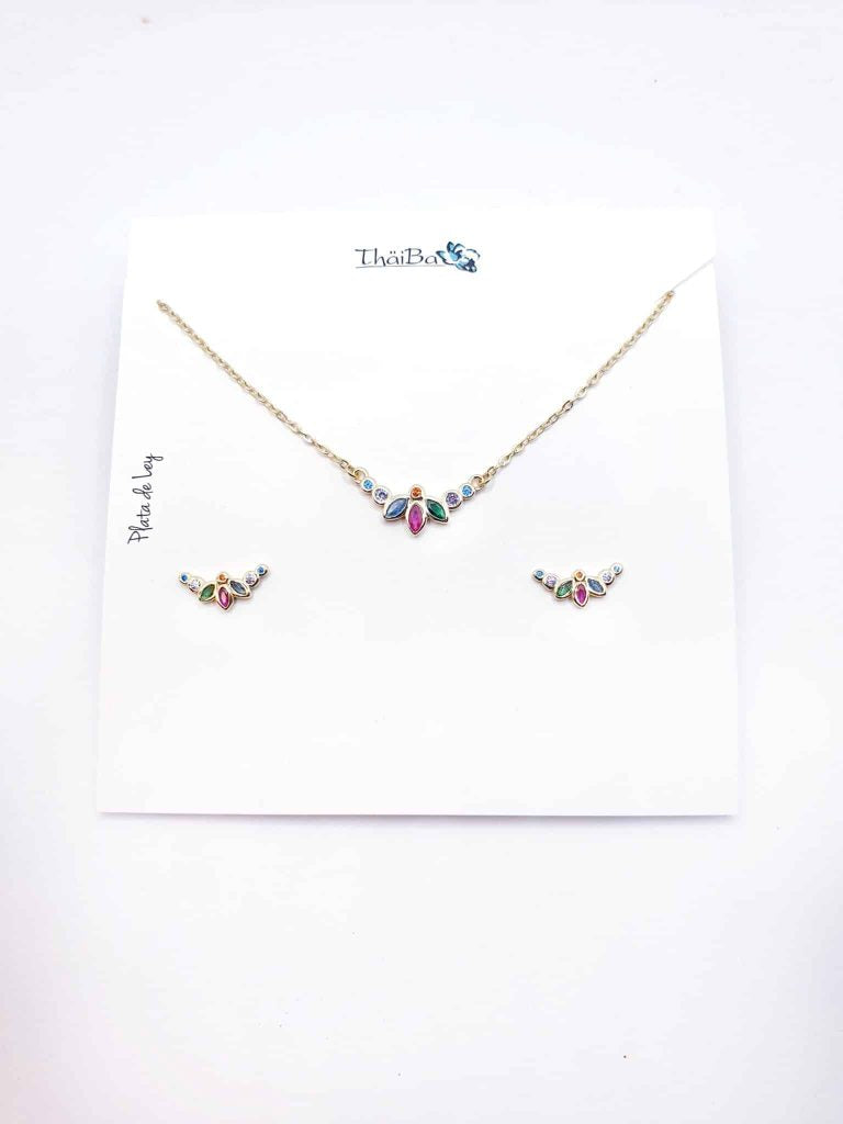 Set pétalos color oro de 14 quilates