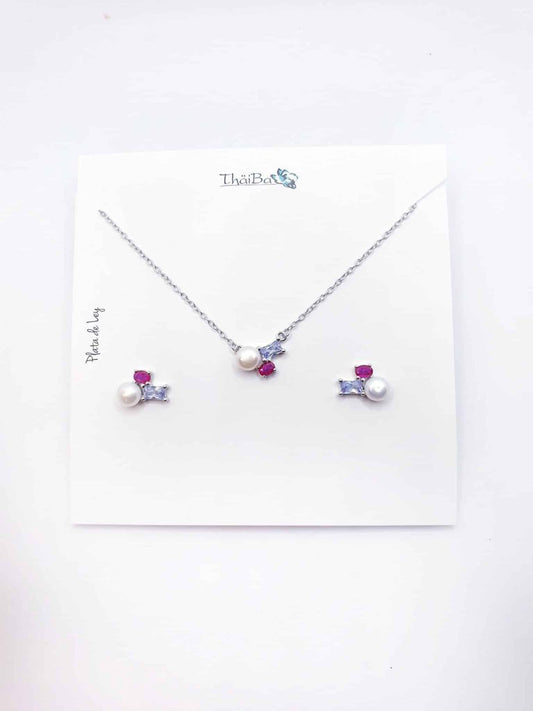 Set perla Allegra de plata de ley