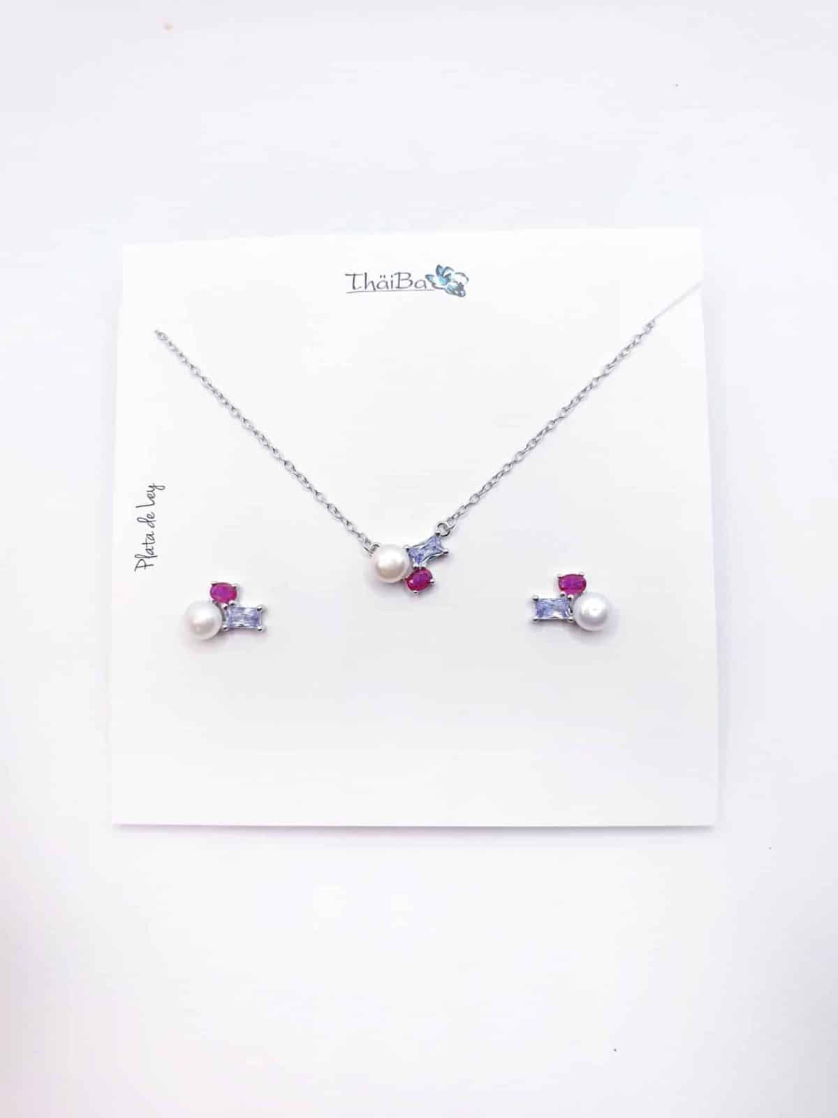 Set perla Allegra de plata de ley - vista adicional
