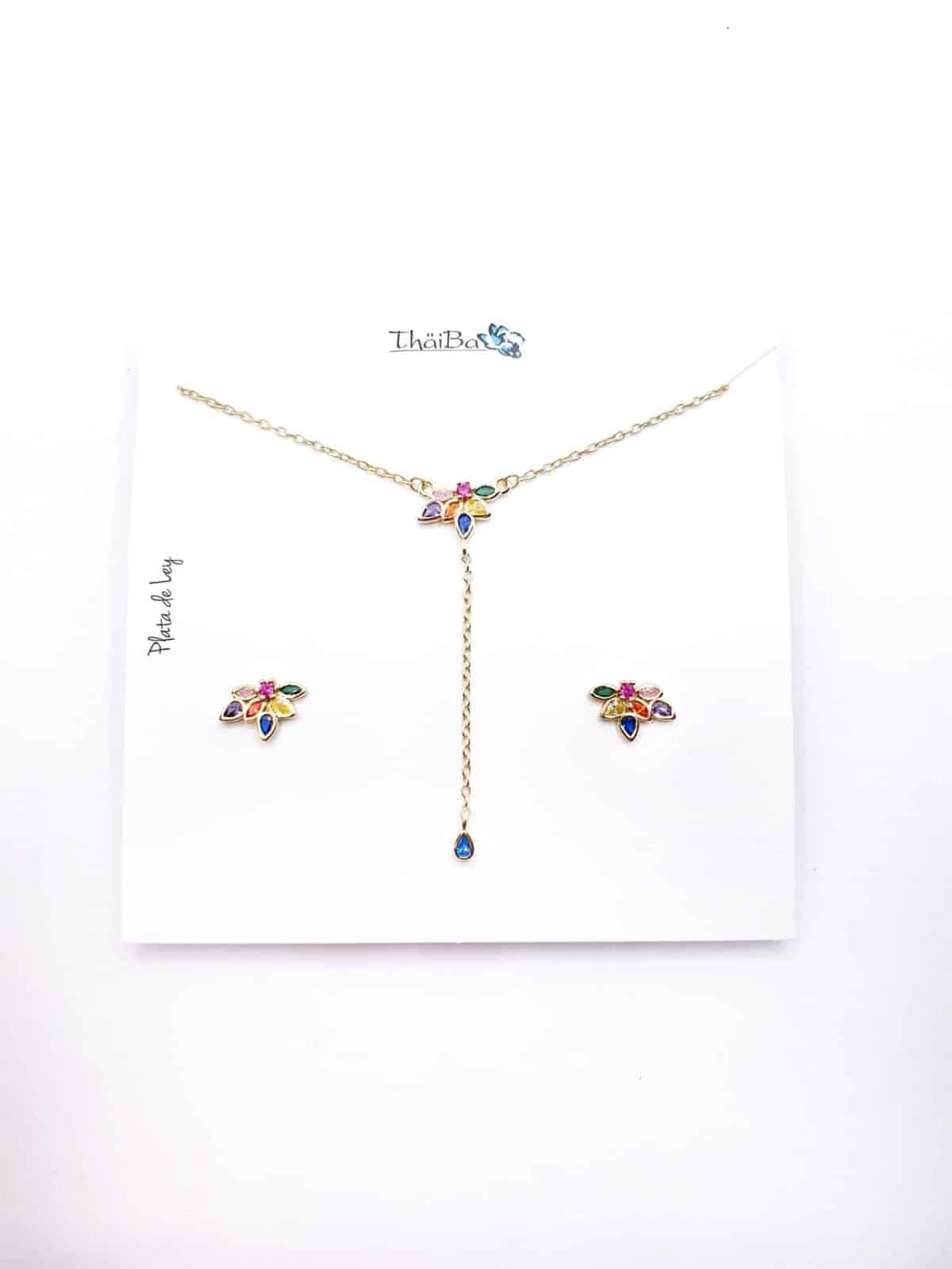 Set Y pétalos oro colores de plata de ley con baño de oro de 14 quilates - vista adicional