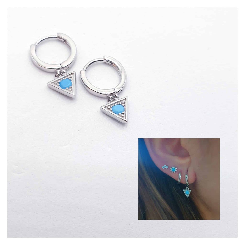 Pendientes triángulo de plata de ley