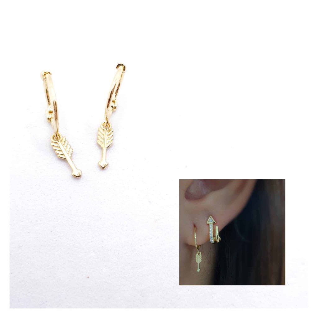 Pendientes flechitas oro de 14 quilates